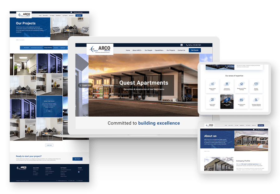 Quixoticlan created the website for construction company ARCO to present their services